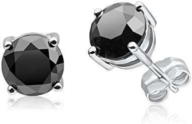 1/2-4 Carat Total Weight Princess Black Diamond Stud Earrings