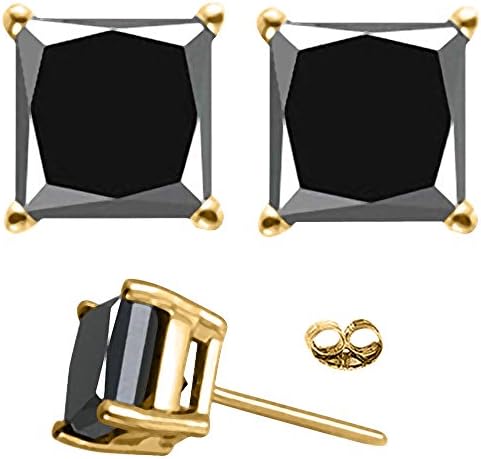 1/2-4 Carat Total Weight Princess Black Diamond Stud Earrings